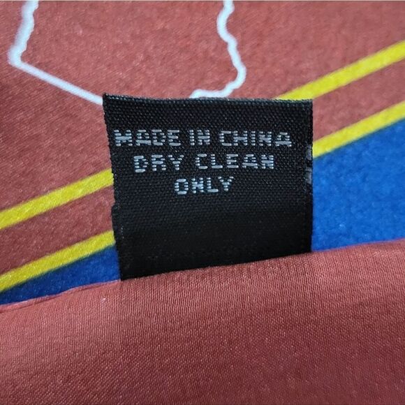 Red And Navy Stripe Iowa Silk Oblong Scarf - Picture 4 of 7